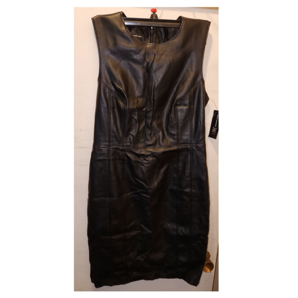 INC leather tight dress. Size 6. Deep Black